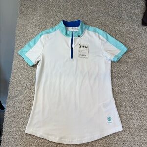 Women’s FootJoy White and Aqua Polo Shirt- NWT - XS